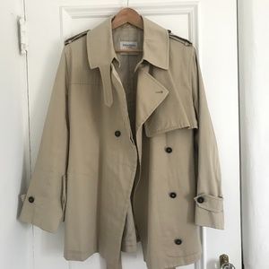 Yves Saint Laurent YSL beige tan short trench coat